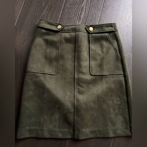 LOFT Dark Green Skirt with Gold Accents
